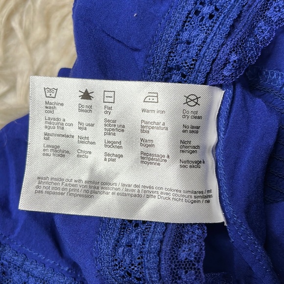 EDC by Esprit lace detail navy blue long blouse with mid length sleeves - Picture 10 of 10